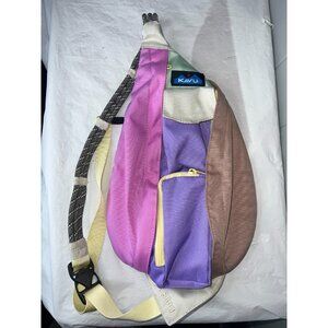 Kavu Rope Sling Bag Color Block Pink Purple 5 Pocket Snowcone Hike Camp